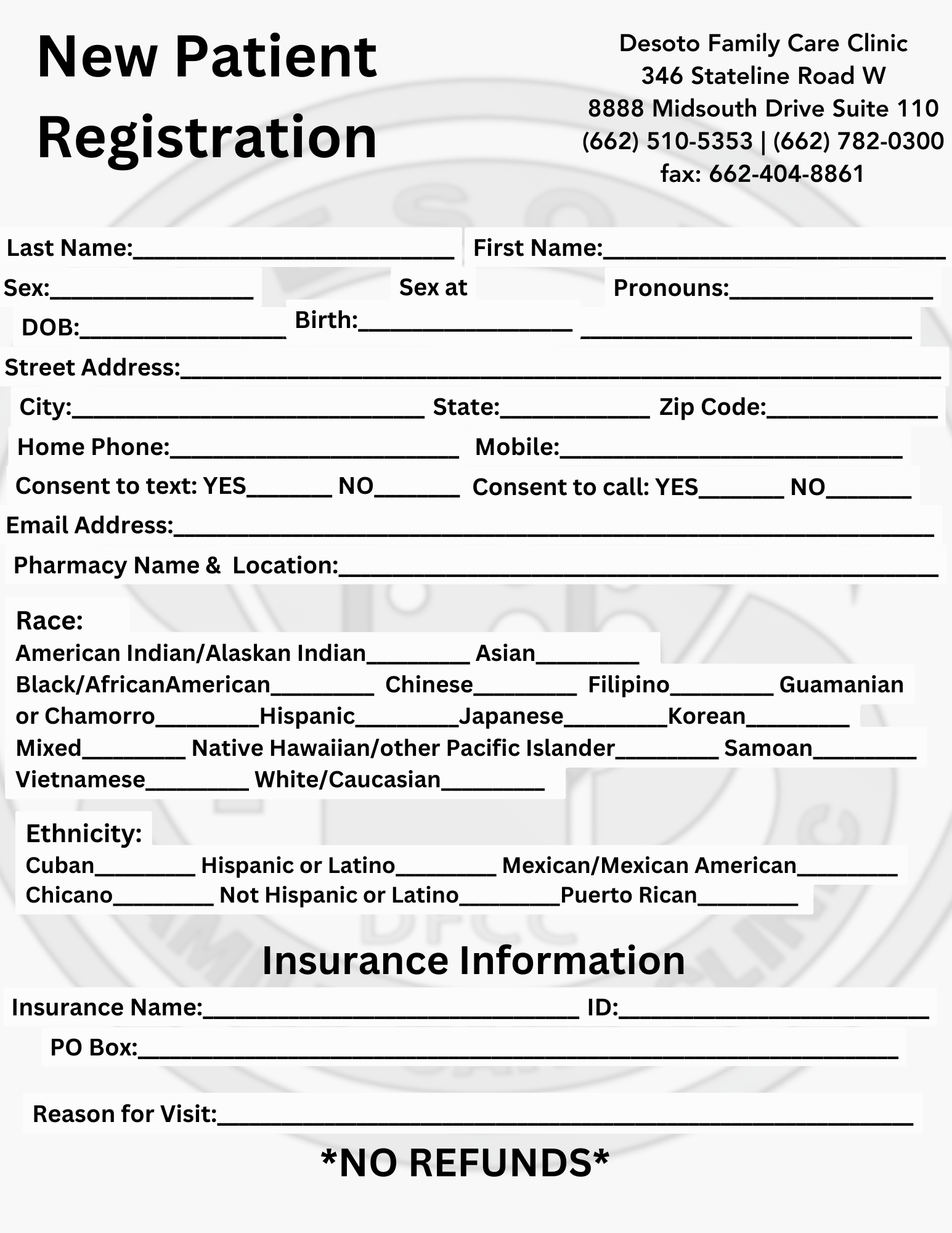 New Patient Forms In Southaven Olive Branch Ms Desoto Family Care